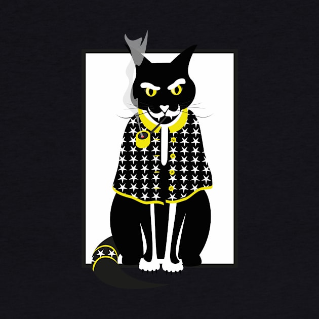 Black Cat Smoking Magic Wizard Meow Cats by Kater Karl